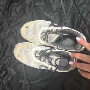 On Cloud Running Women's Cream and Black Sneakers
